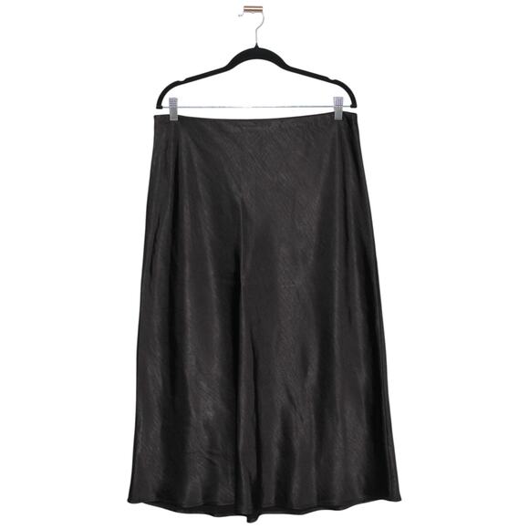 Mango MNG Black Satin Midi Skirt Size XL - Picture 1 of 9